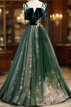 A-Line Prom Dress Glittering Dress Wedding Guest Engagement Floor Length Sleeveless Spaghetti Strap Organza With Sequin