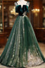 A-Line Prom Dress Glittering Dress Wedding Guest Engagement Floor Length Sleeveless Spaghetti Strap Organza With Sequin
