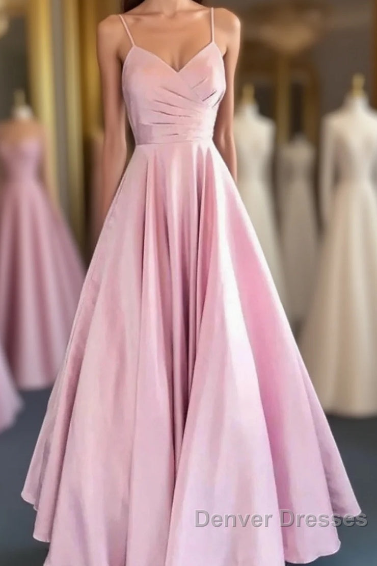 A-Line Prom Dress Minimalist Dress Formal Wedding Guest Floor Length Sleeveless V Neck Bridesmaid Dress Stretch Satin Backless Main image