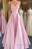 A-Line Prom Dress Minimalist Dress Formal Wedding Guest Floor Length Sleeveless V Neck Bridesmaid Dress Stretch Satin Backless