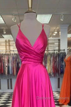 A-Line Prom Dress Sexy Dress Formal Floor Length Sleeveless Spaghetti Strap Bridesmaid Dress Charmeuse With Slit