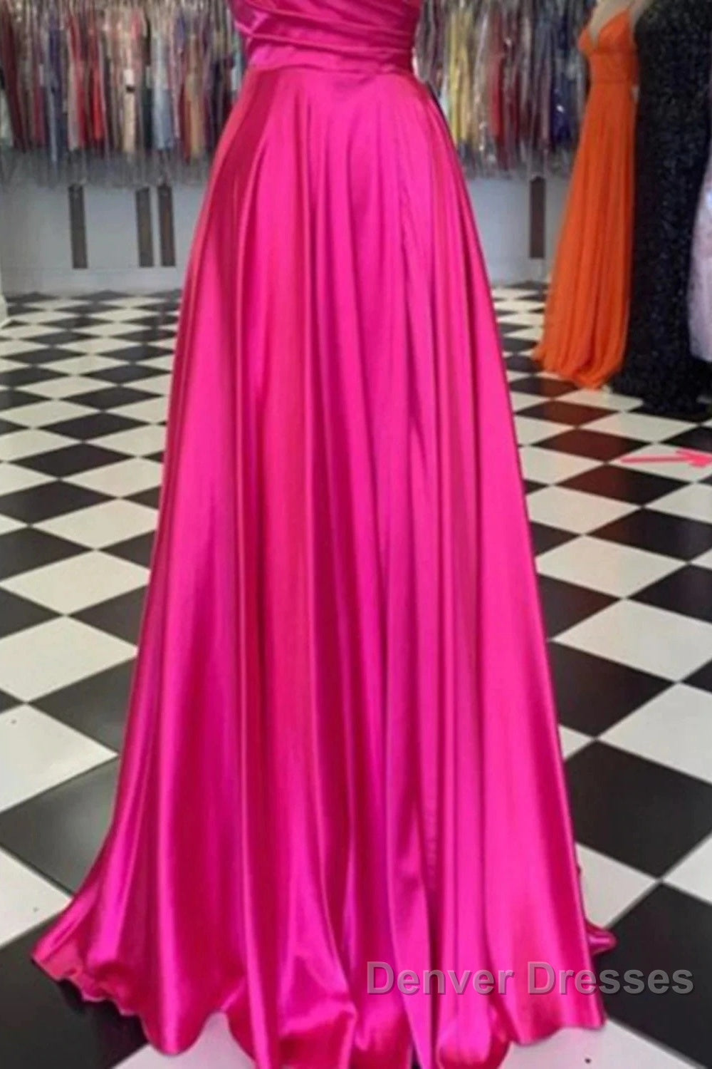 A-Line Prom Dress Sexy Dress Formal Floor Length Sleeveless Spaghetti Strap Bridesmaid Dress Charmeuse With Slit