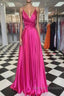 A-Line Prom Dress Sexy Dress Formal Floor Length Sleeveless Spaghetti Strap Bridesmaid Dress Charmeuse With Slit