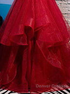 A-Line Prom Dress Sexy Dress Party Wear Floor Length Sleeveless Spaghetti Strap Tulle With Ruffles