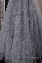 A-Line Prom Dress Sparkle & Shine Dress Party Dress Birthday Floor Length Sleeveless Spaghetti Strap Tulle With Glitter Crystals