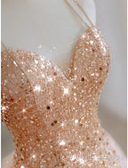 A-Line Prom Dress Sparkle & Shine Dress Wedding Guest Sweet 16 Floor Length Sleeveless Sweetheart Tulle With Sequin