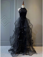 A-Line Prom Dress Sparkle & Shine Dress Wedding Party Sweep / Brush Train Sleeveless Sequined with Crystals Sequin Ruffles