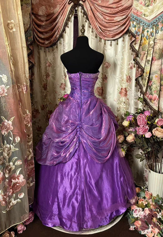 A Line Purple Strapless Prom Gown Unique Long Evening Dress Secondary image