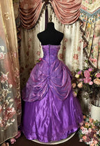 A Line Purple Strapless Prom Gown Unique Long Evening Dress