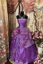 A Line Purple Strapless Prom Gown Unique Long Evening Dress