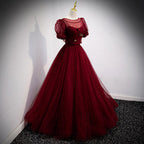 A Line Red Long Prom Dress