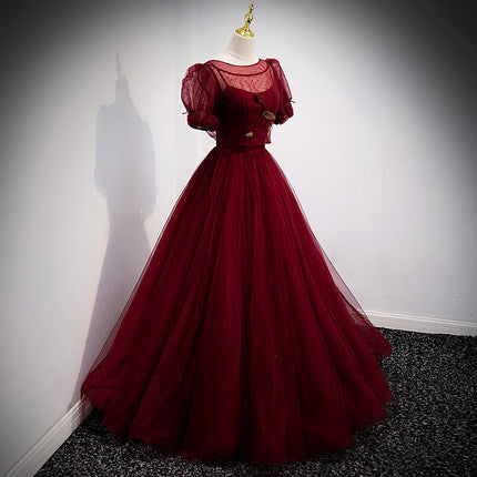 A Line Red Long Prom Dress