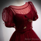 A Line Red Long Prom Dresses
