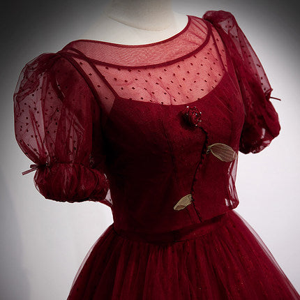 A Line Red Long Prom Dress
