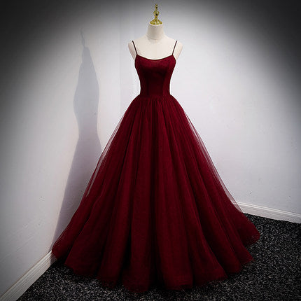 A Line Red Long Prom Dress
