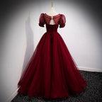 A Line Red Long Prom Dress