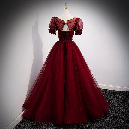 A Line Red Long Prom Dress