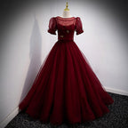 A Line Red Long Prom Dress