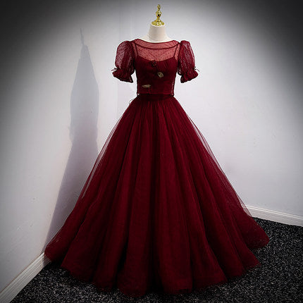 A Line Red Long Prom Dress