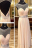A Line Round Neck Floor Length Prom Dress, Long Pink Formal/Bridesmaid Dress
