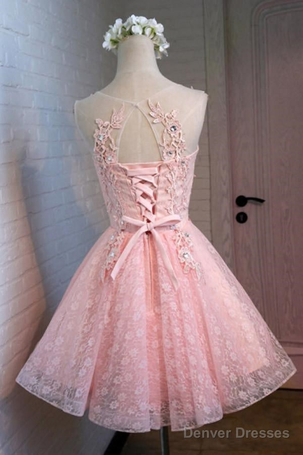 A-Line Round Neck Lace Beaded Homecoming Dress Cocktail Dress Secondary image