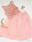 A-Line Round Neck Pink Homecoming Dress With Appliques