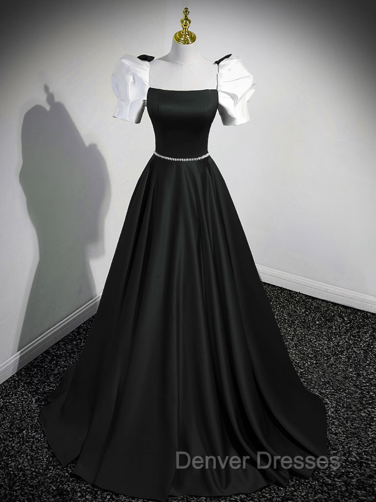 A-Line Satin Green Long Prom Dress, Green A-Line Formal Dress