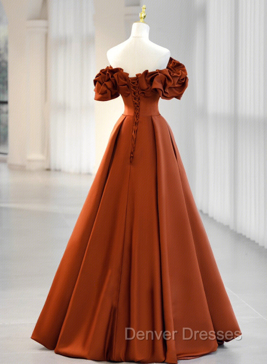 A-line Satin Off Shoulder Sweetheart Long Prom Dress, Satin Floor Length Party Dress Secondary image