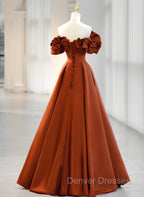 A-line Satin Off Shoulder Sweetheart Long Prom Dress, Satin Floor Length Party Dress