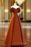 A-line Satin Off Shoulder Sweetheart Long Prom Dress, Satin Floor Length Party Dress