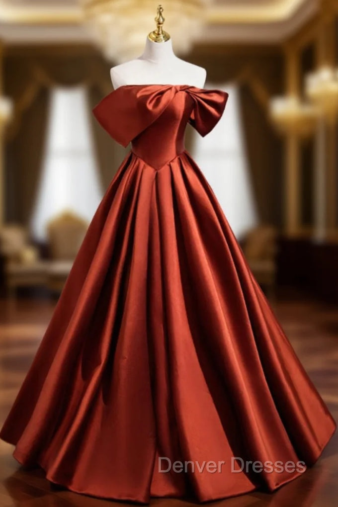 A-Line Satin Off the Shoulder Prom Dress Main image