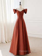 A-Line Satin Orange Long Prom Dress, Orange Long Formal Dress