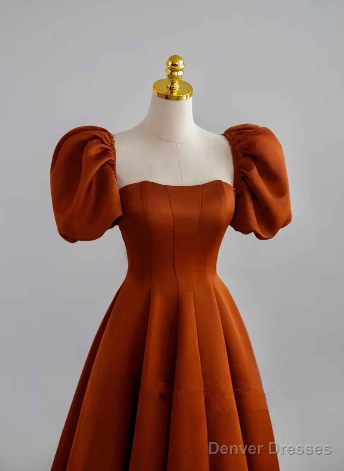 A-Line Satin Simple Short Sleeves Long Formal Dress, Satin Prom Dress Secondary image