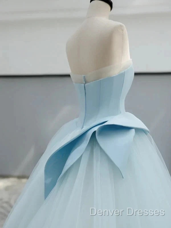 A-Line Satin Tulle Blue Quinceanera Dress Long Prom Dress Ball Gown Off Shoulder Secondary image