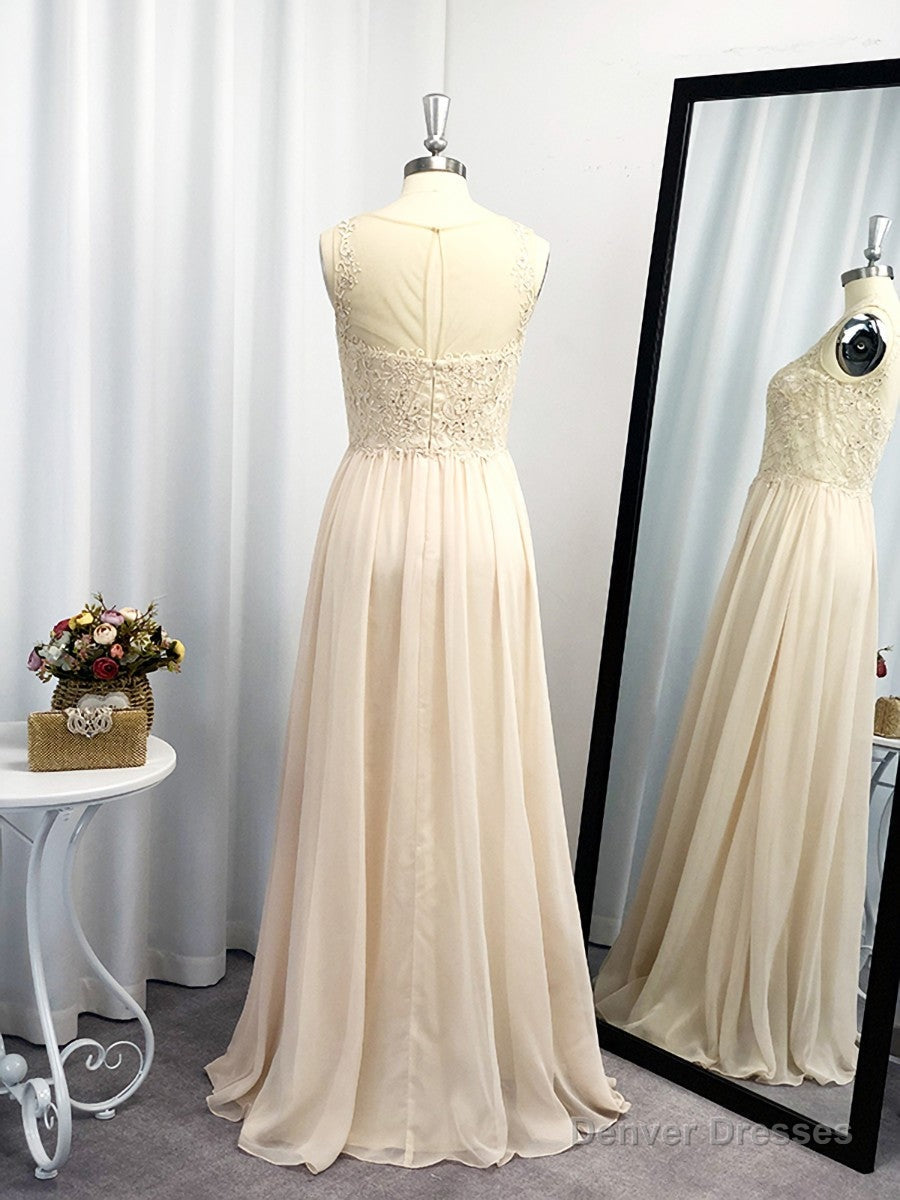 A-line Scoop Appliques Lace Floor-Length Chiffon Dress Secondary image