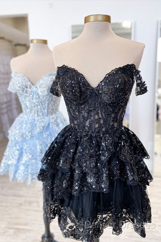 A-Line Short Black Prom Dress Sheer Corset Bodice Homecoming Dress Secondary image