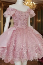 A-Line Short Pink /Blue Homecoming Dress