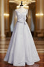A-Line Silver Sequins Spaghetti Straps Prom Dress With Bow