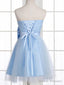 A-Line Skirt Princess Sheer Bow Sleeveless Short Homecoming Dress