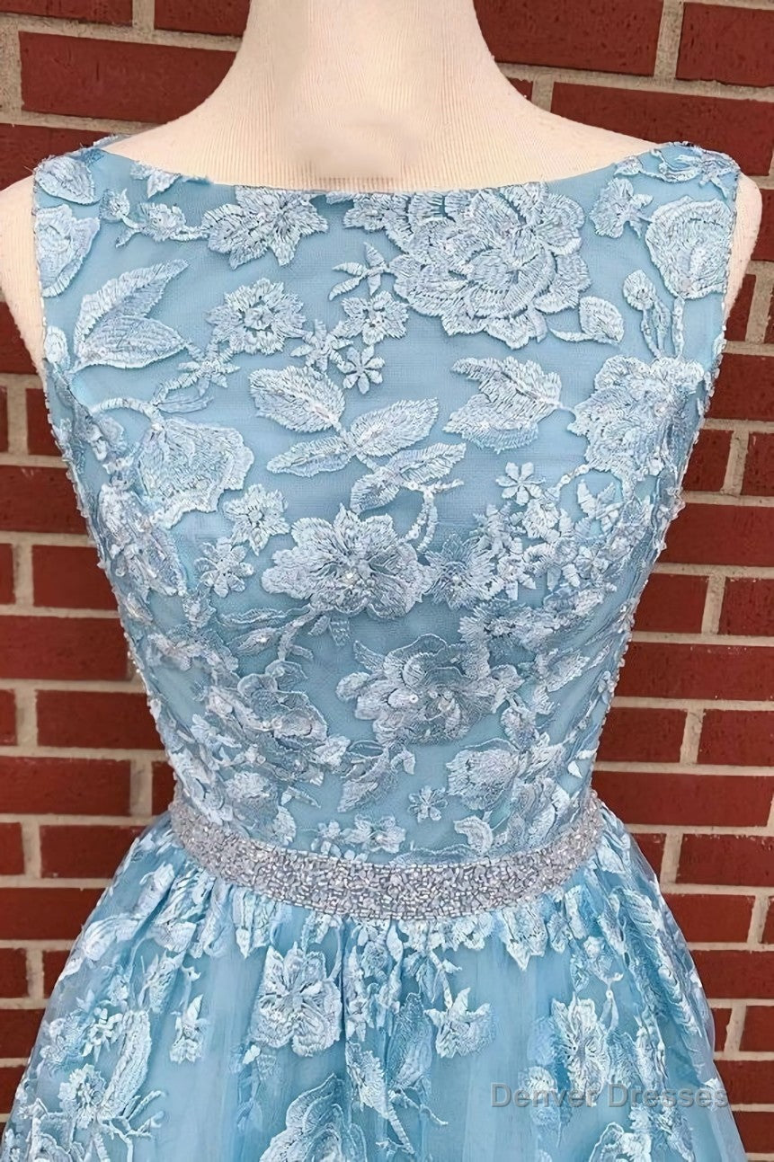 A-line Sky Blue Prom Dress Long Sleeveless Graduation Gown,Prom Dresses Secondary image
