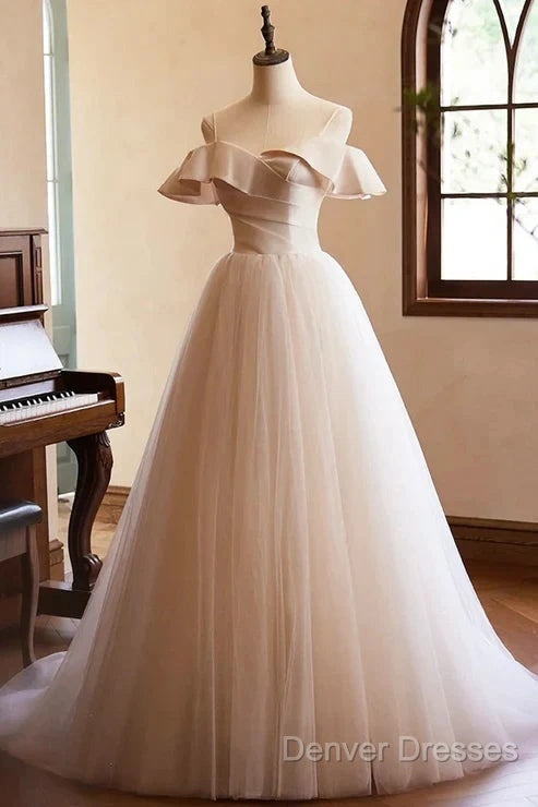 A-Line Sleeveless Backless Spaghetti Straps Floor Length Evening Dress Prom Dress