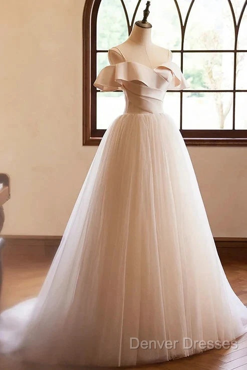 A-Line Sleeveless Backless Spaghetti Straps Floor Length Evening Dress Prom Dress