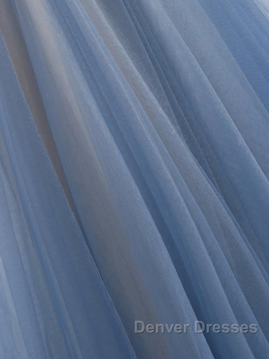 A Line Sleeveless Floor Length Blue Prom Dress, Blue Long Formal Bridesmaid Evening Dress