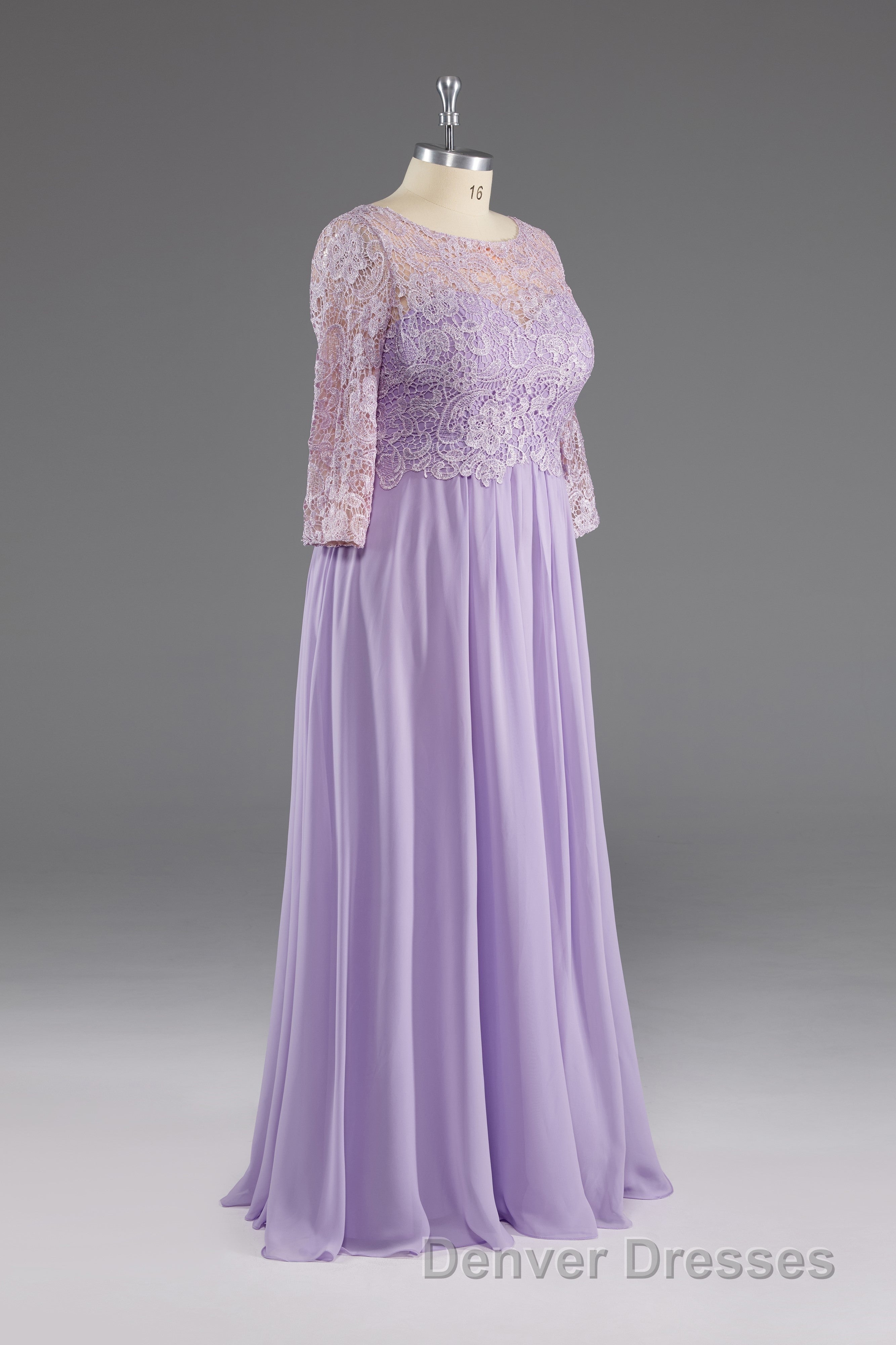 A-Line 3/4 Sleeves Scoop Lace Mother of The Bride Dress Secondary image