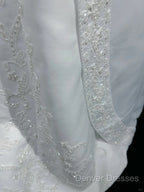 A-Line Spaghetti Strap Beaded Satin Long Prom Dress White Wedding Dress Graduation Prom Dress