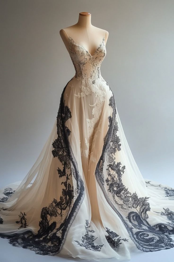 A Line Spaghetti Strap Lace Appliques Ivory Chiffon Prom Dress Graduation Prom Dress Main image
