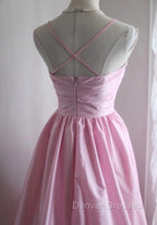 A-Line Spaghetti Strap Satin Long Wedding Dress Birthday Quinceanera Dress Prom Dress