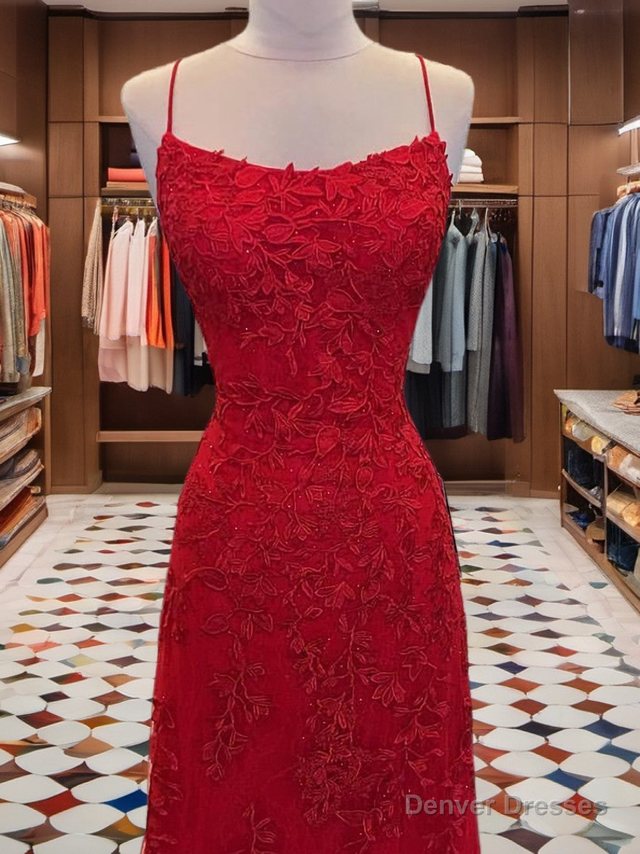 A-line Spaghetti Straps Appliques Lace Sweep Train Tulle Dress Secondary image