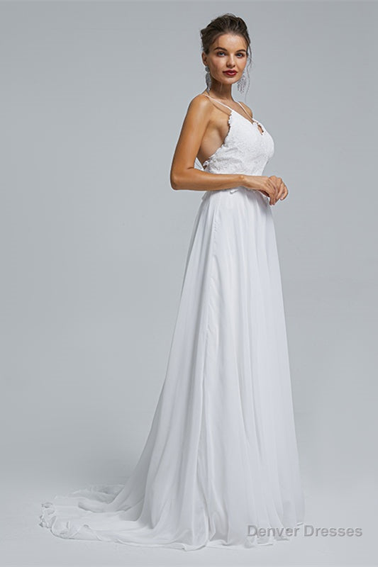 A-Line Spaghetti Straps Beach Lace Wedding Dresses Secondary image