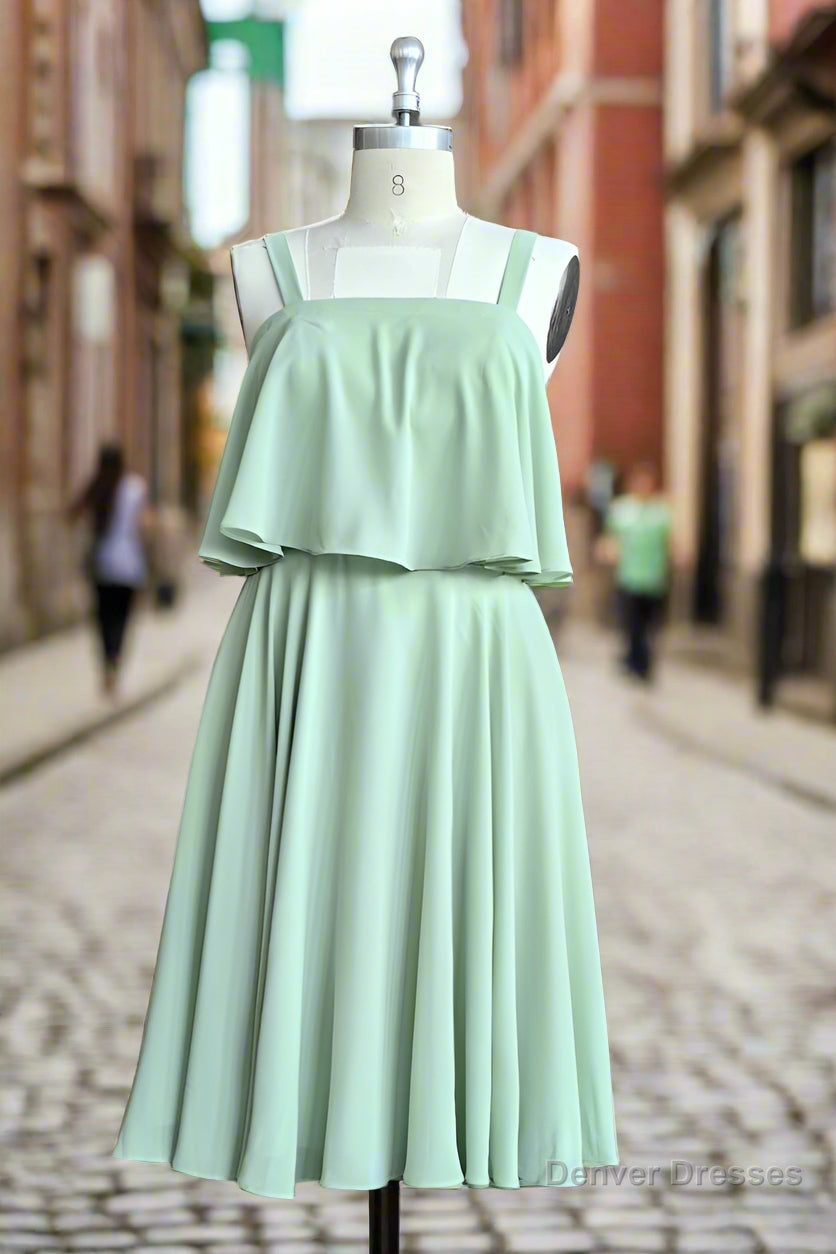 A-line Spaghetti Straps Chiffon Short Bridesmaid Dresses Main image